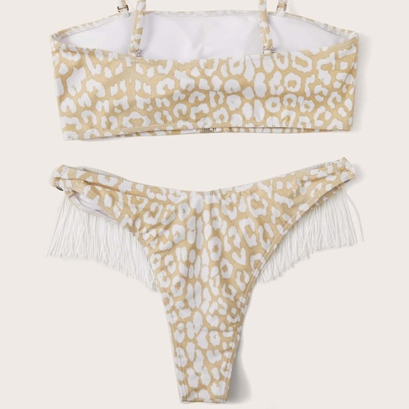 🌻 CREAM LEOPARD FRINGE BIKINI 🌻 - Picture 3 of 4
